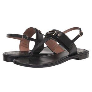 Ted Baker London Black Leather Gold Buckle T-Strap Casual Boho Sandals size 7.5